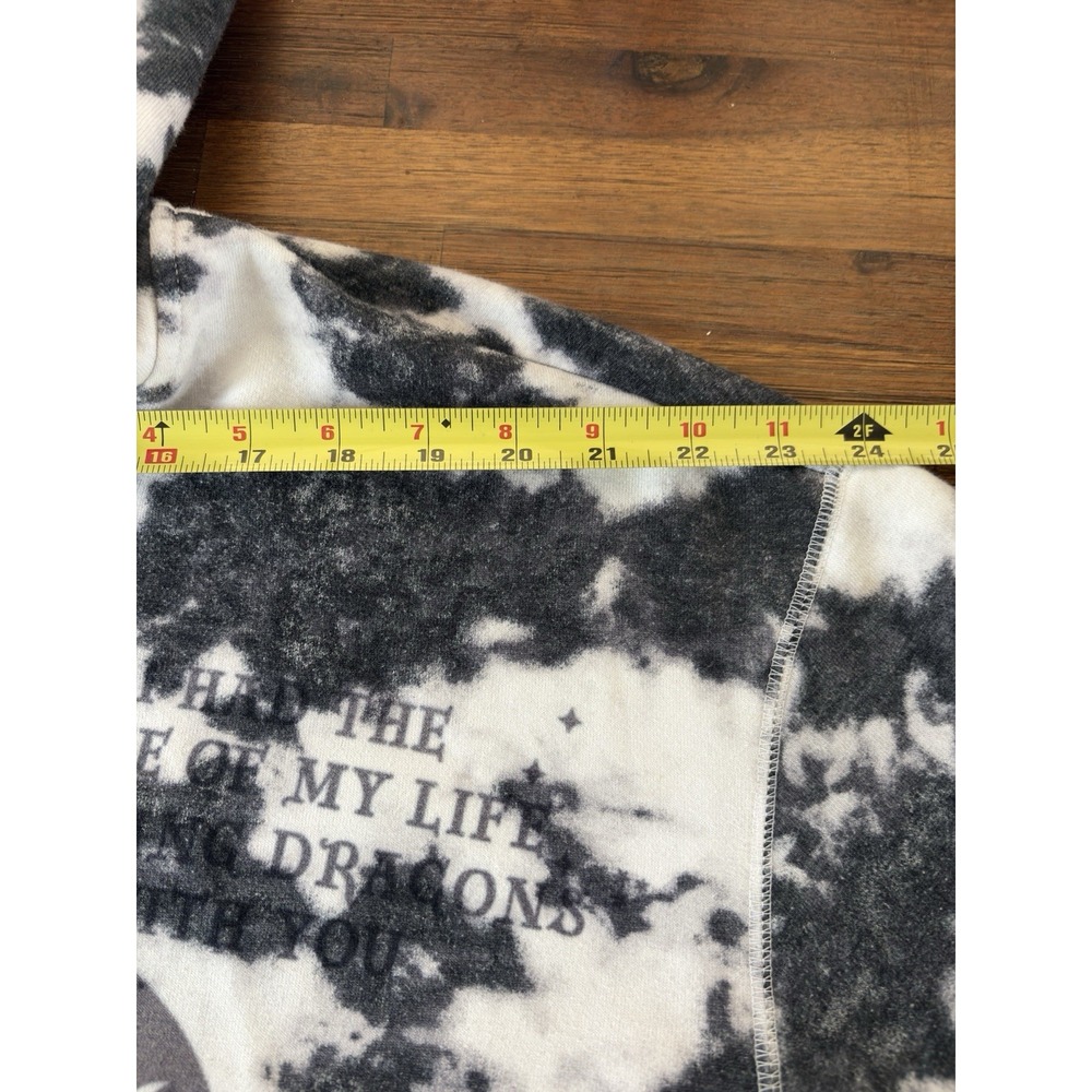 Hollister Hoodie Women's Medium Tie Dye Cotton Sweatshirt Black White‎ Dragon - Picture 7 of 16